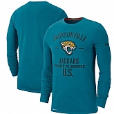 Men's Jacksonville Jaguars Nike Teal 2019 Salute to Service Sideline Performance Long Sleeve Shirt